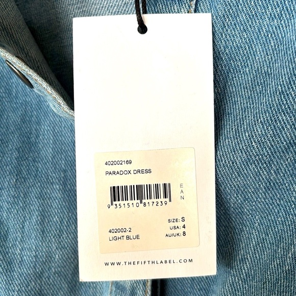 Brand New The Fifth Label Denim Jean Dress Puff Sleeve Button Front Blue Mini - Picture 10 of 16